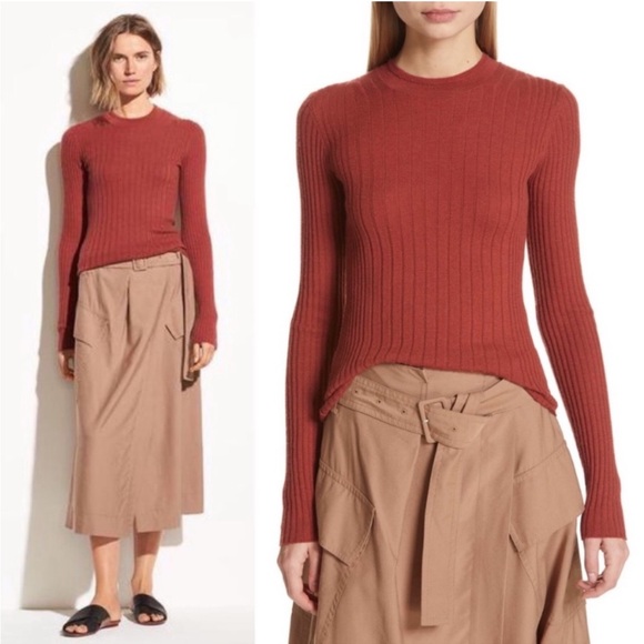 Vince Sweaters - VINCE Orange 100% Cashmere Ribbed Sweater